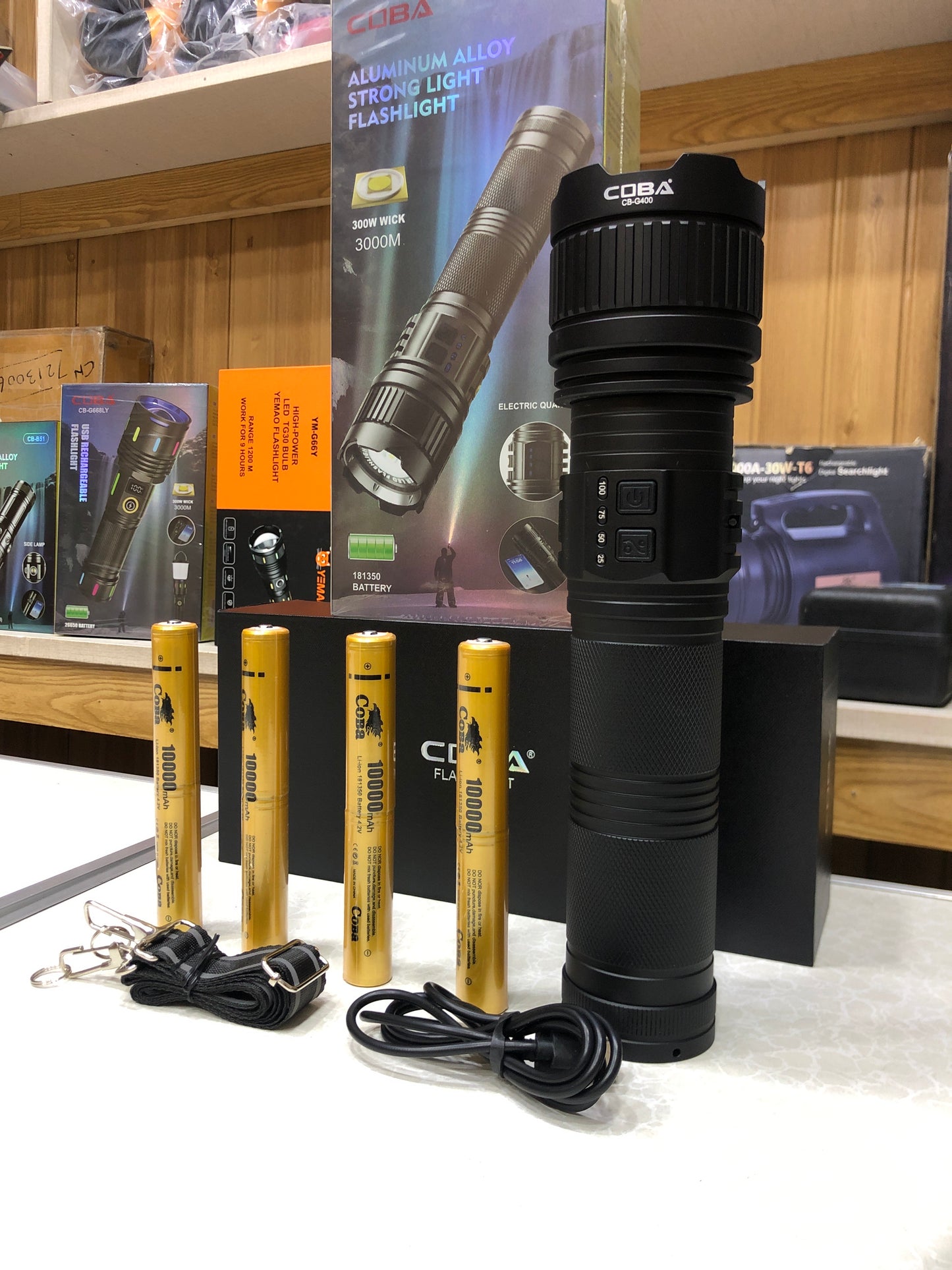 COBA Ultra Bright 100w White Laser Long-Range Flashlight G400
