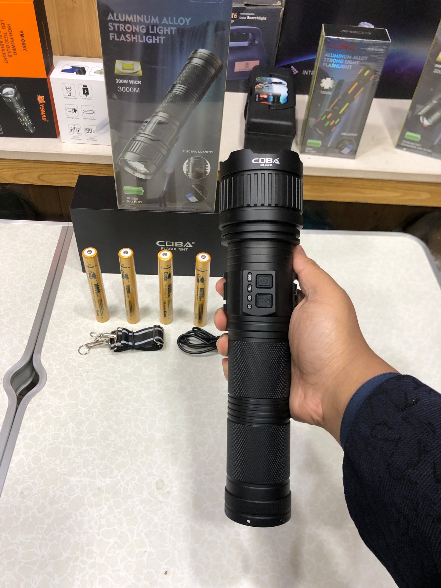 COBA Ultra Bright 100w White Laser Long-Range Flashlight G400
