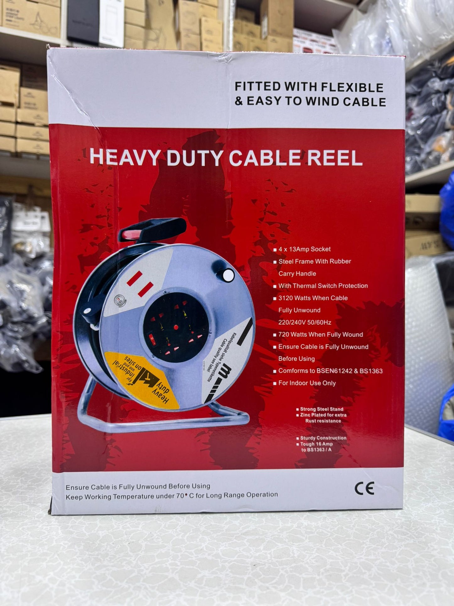 3120 Watts Heavy Duty Extension Cable Reel – 30m-50m & 60m Best For Industrial & Workshop Use