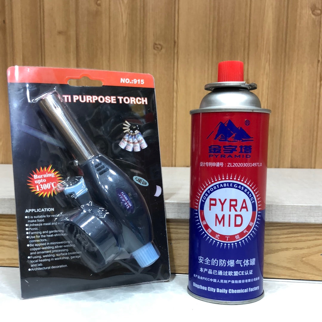 Gas Burner Flame Gun For BBQ & Multipurpose With Butane Can