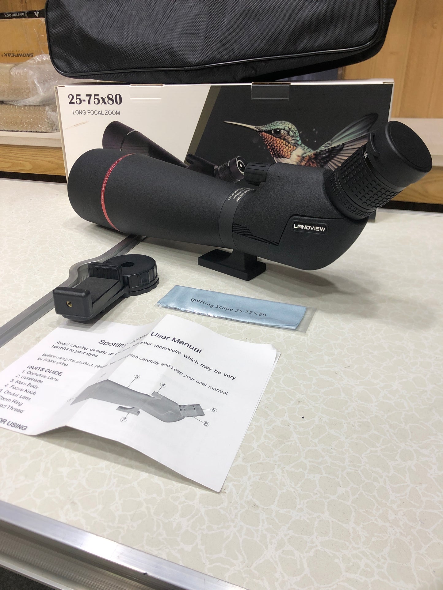 Landview 25-75X80 Zoom Spotting Scope For Outdoor Bird Watching