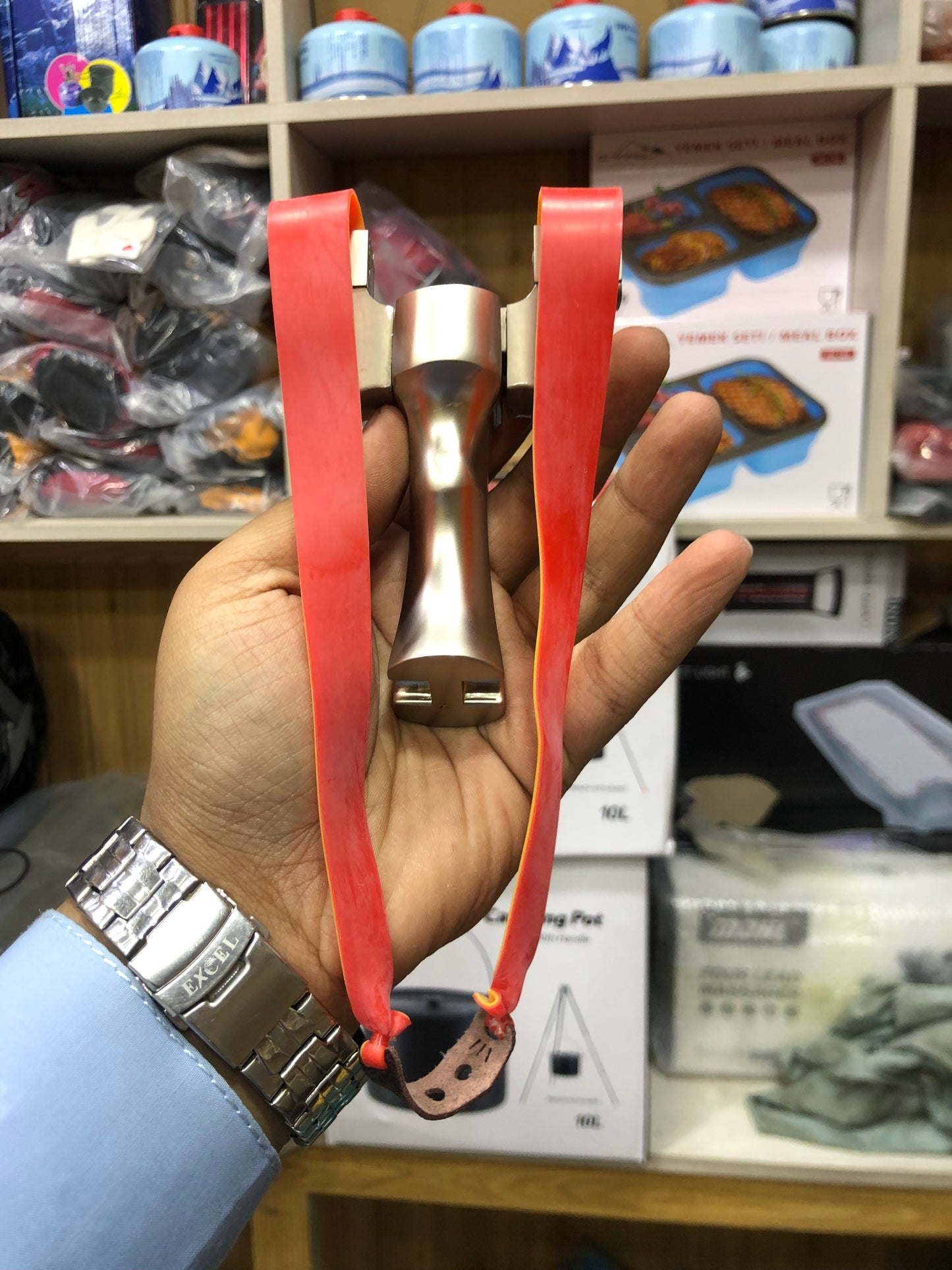 High Quality Stainless Steel Silver Slingshot With 100 Balls