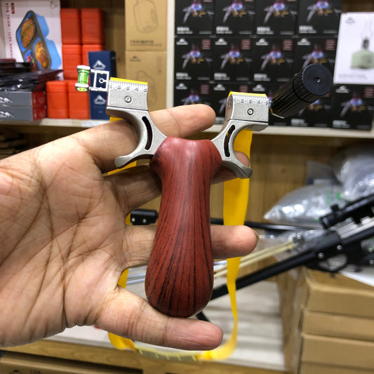New Red Solid Wood Handle Slingshot With Laser Sight