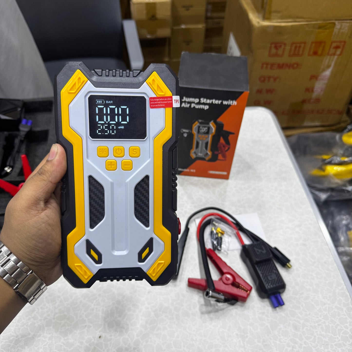 New N3 Portable 4 in 1 Jump Starter With Air Pump PowerBank & Emergency Flashlight