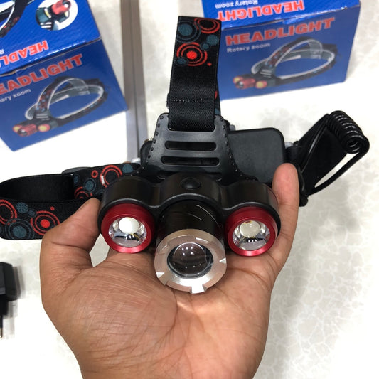 Super Bright Zoomable 4 Modes Rechargeable Waterproof LED Headlamp