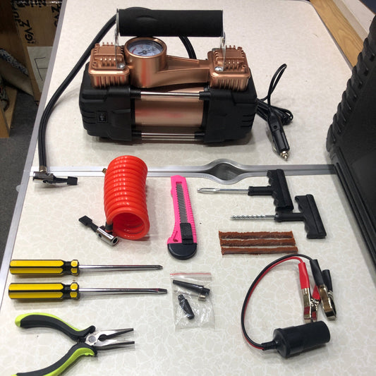 New Car Air Compressor Puncture Tool Kit With Box