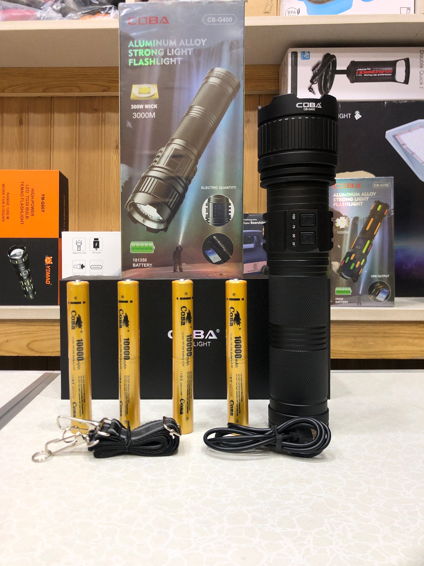 COBA Ultra Bright 100w White Laser Long-Range Flashlight G400