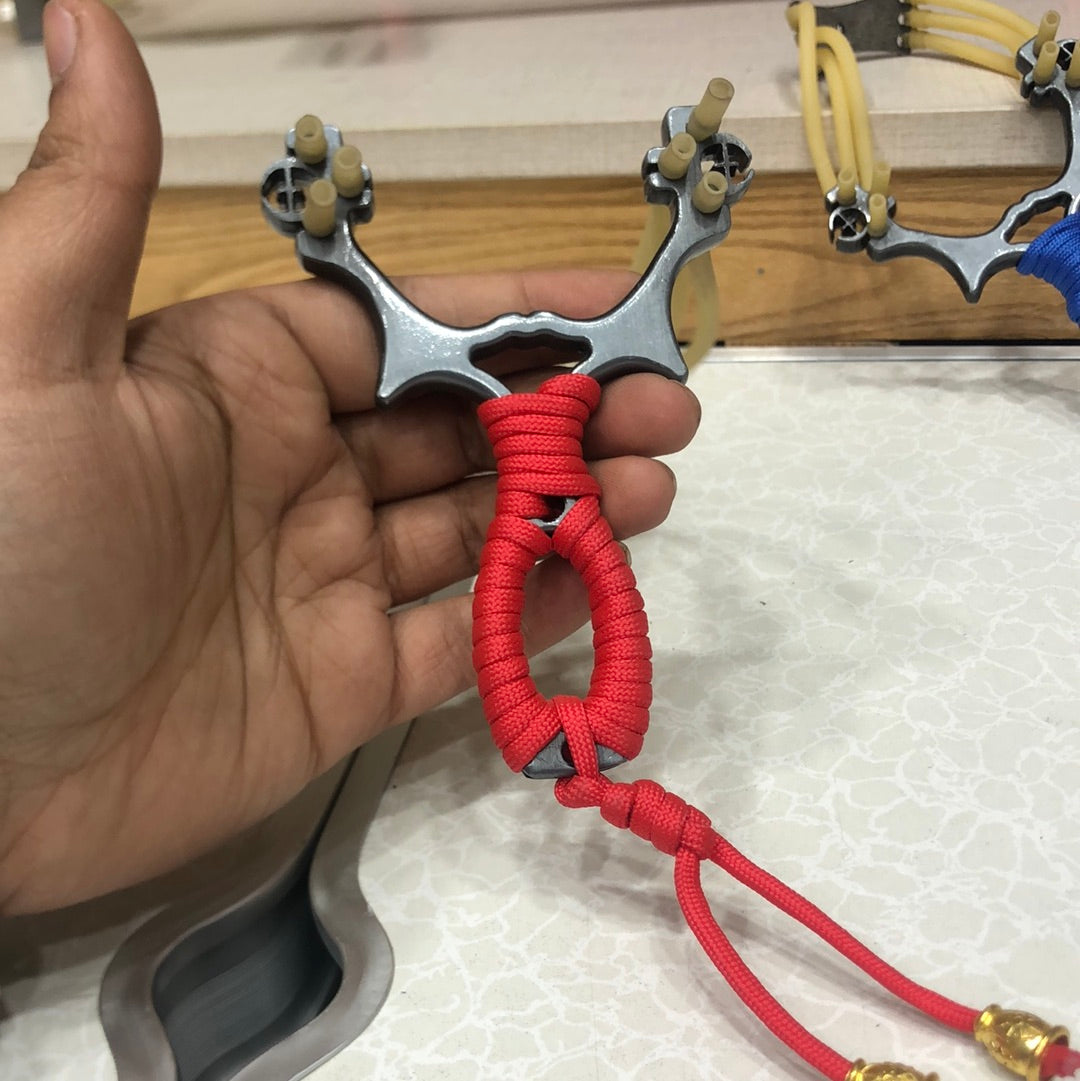Outdoor Paracordic Steel Slingshot