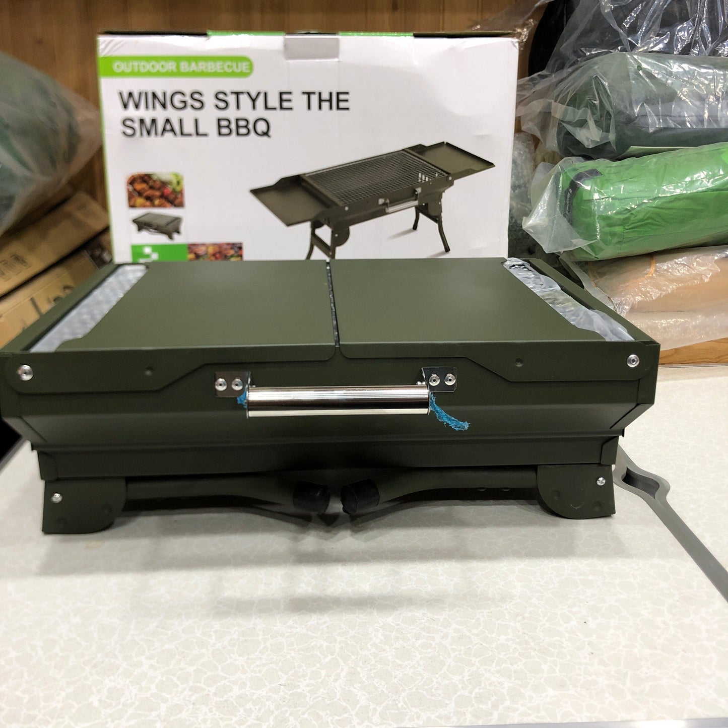 Portable Wing Style Tabletop BBQ Charcoal Grill