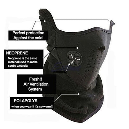 Unisex Motorcycle Warm Mask & Neck Warmer (BLACK)