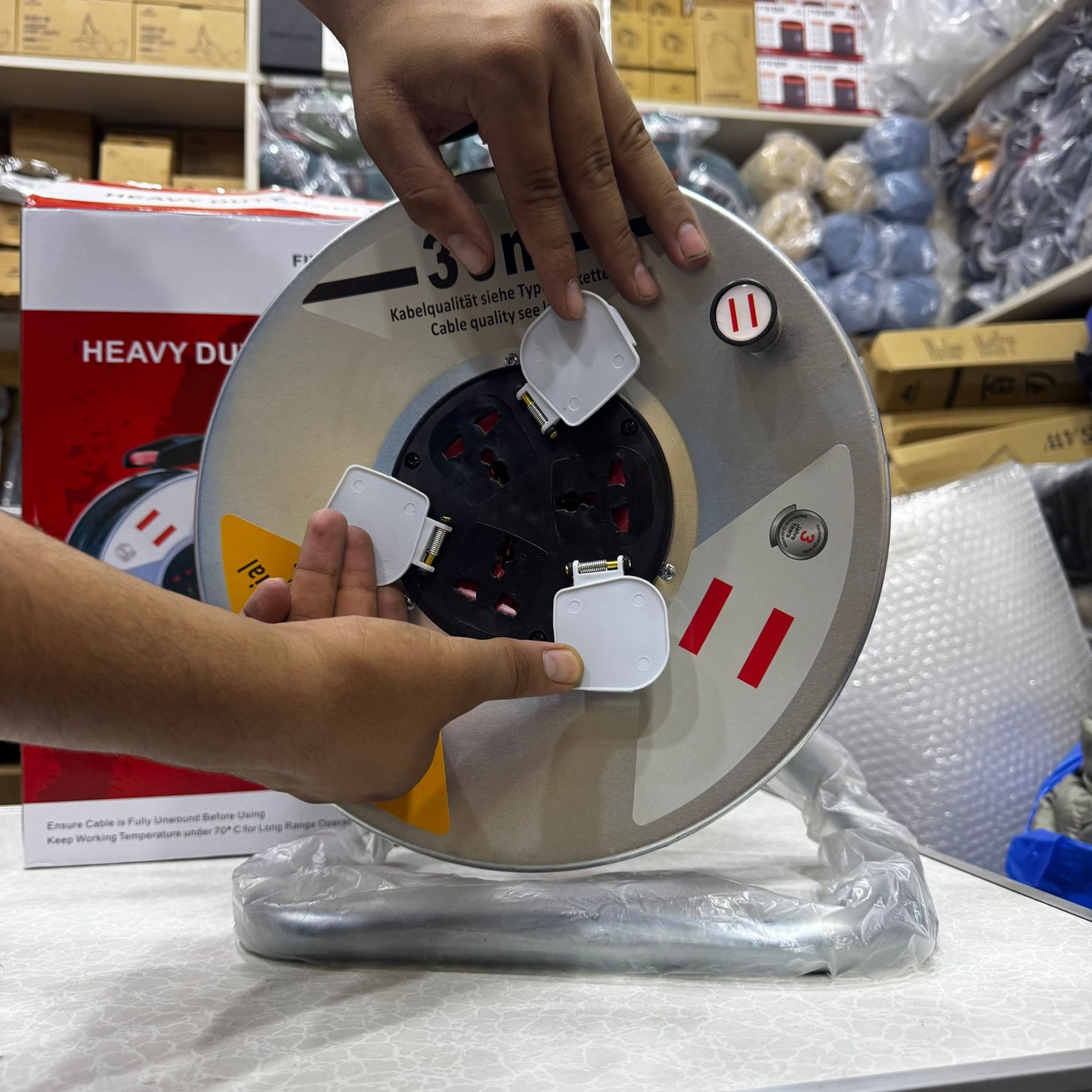 Heavy Duty Cable Reel – 30m & 50m Extension Reel for Industrial and Workshop Use