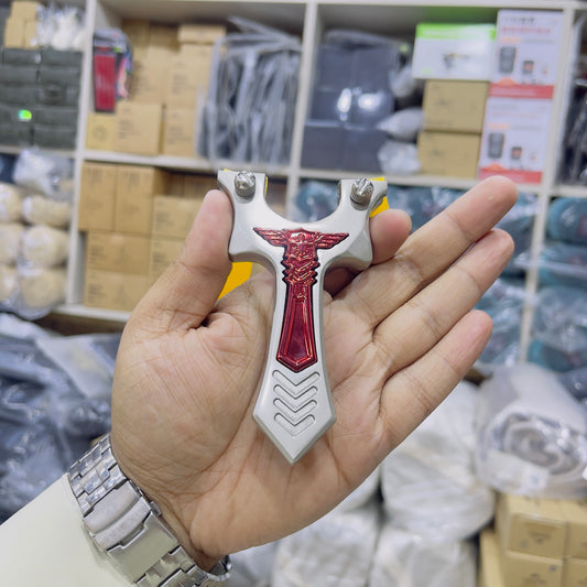 New High Quality Red Inlaid Fixed Metal Slingshot For Professional Hunting