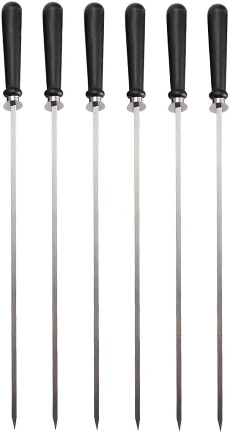 8Pcs Stainless Steel Reusable Anti Scalding BBQ Skewer With Wooden Handle