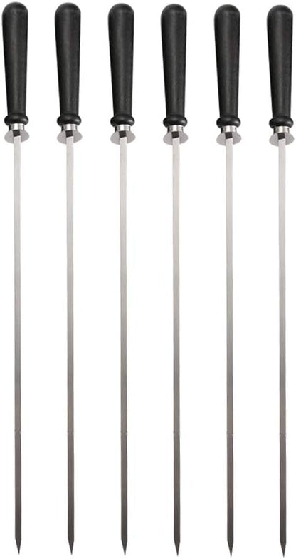 8Pcs Stainless Steel Reusable Anti Scalding BBQ Skewer With Wooden Handle