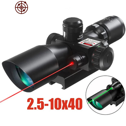 2.5-10x40 Double Illuminated Mil-dot + Red Laser Scope For Hunting