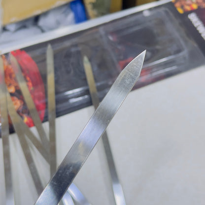 8Pcs Thickened Stainless Seel Reusable Anti Scalding BBQ Skewer With Wooden Handle
