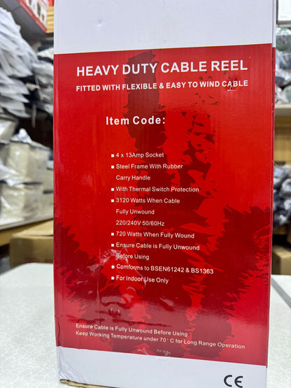 Heavy Duty Cable Reel – 30m & 50m Extension Reel for Industrial and Workshop Use