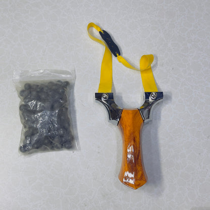New Hunting Poly Wood Handle Stainless Slingshot With 100 Mud Balls