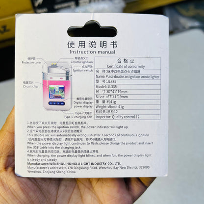 New Ultra Mini Transparent Double ARC Rechargeable Lighter JL-335