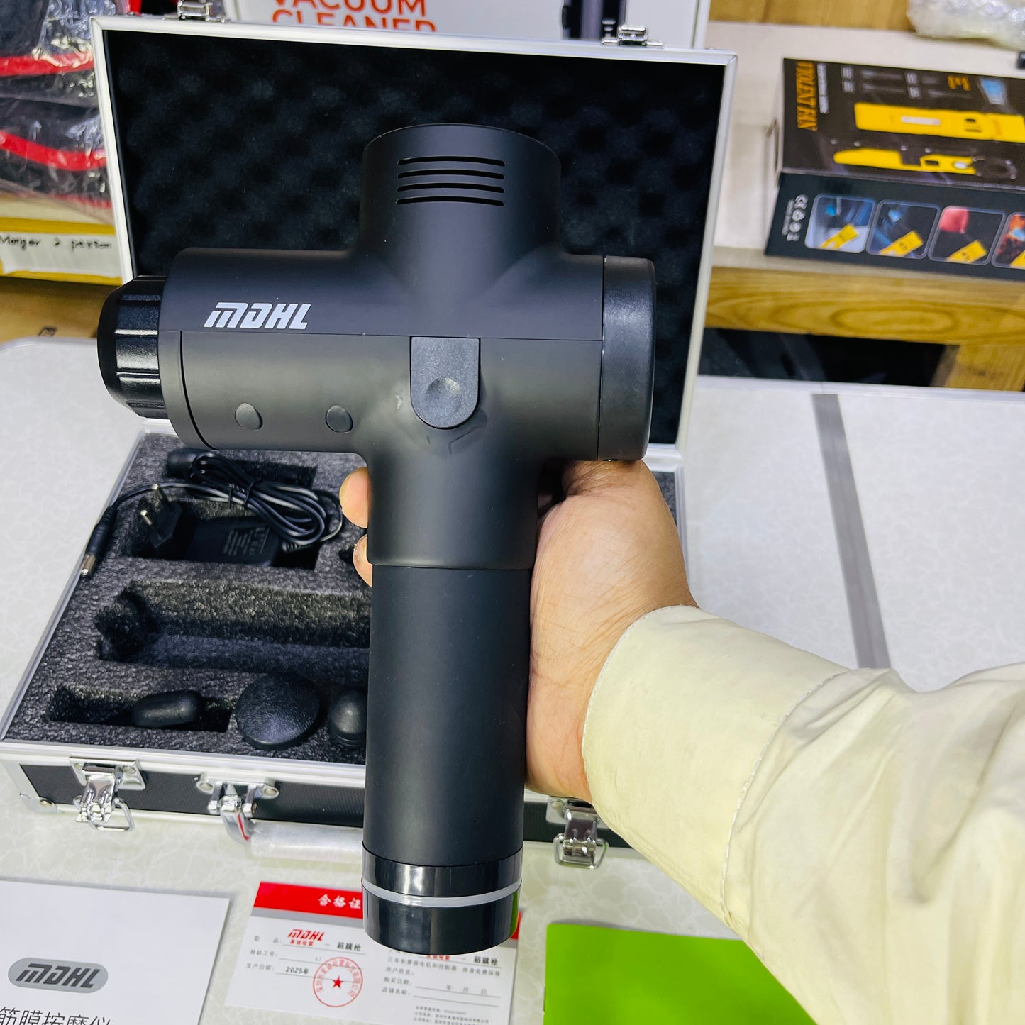 MDHL 6 Head Professional Muscle Massage Gun With Premium Suitcase