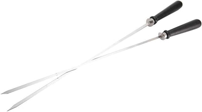 8Pcs Stainless Steel Reusable Anti Scalding BBQ Skewer With Wooden Handle