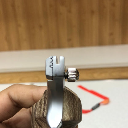 Alloy Hollow out Slingshot Wood Like Handle Grey