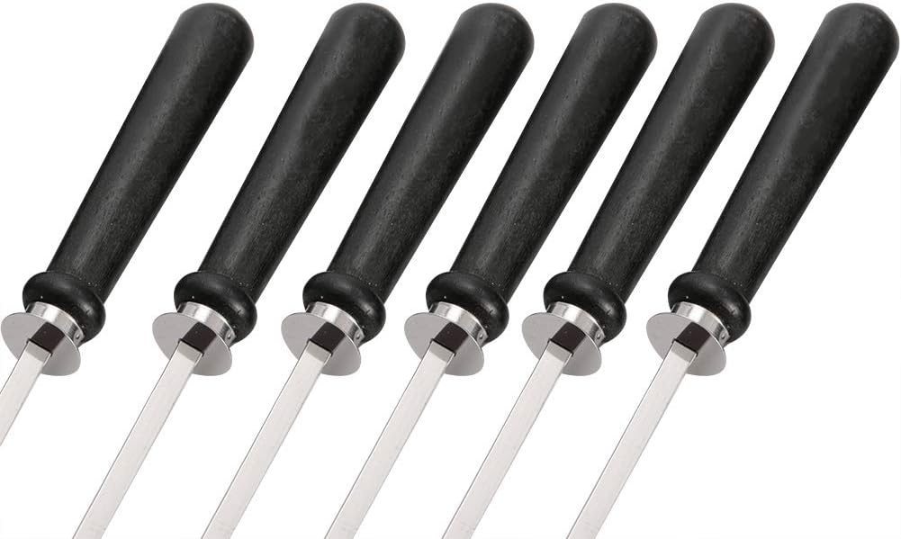 8Pcs Stainless Steel Reusable Anti Scalding BBQ Skewer With Wooden Handle