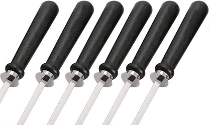 8Pcs Stainless Steel Reusable Anti Scalding BBQ Skewer With Wooden Handle