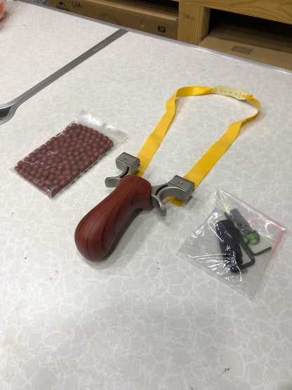 New Red Solid Wood Handle Slingshot With Laser Sight
