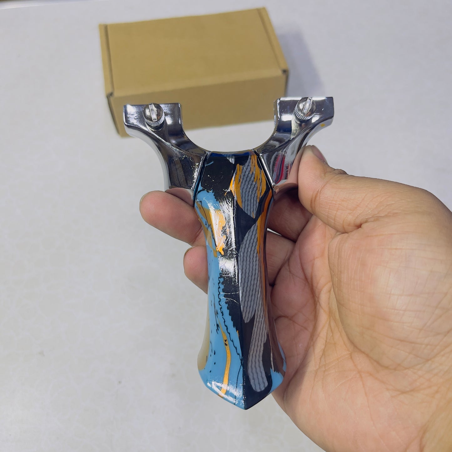 New Hunting Poly Wood Handle Stainless Slingshot With 100 Mud Balls