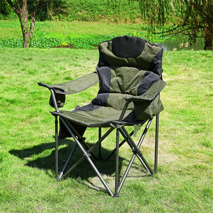 CAMP MASTER Deluxe Padded Cotton Portable Metal Arm Foldable Outdoor Chair