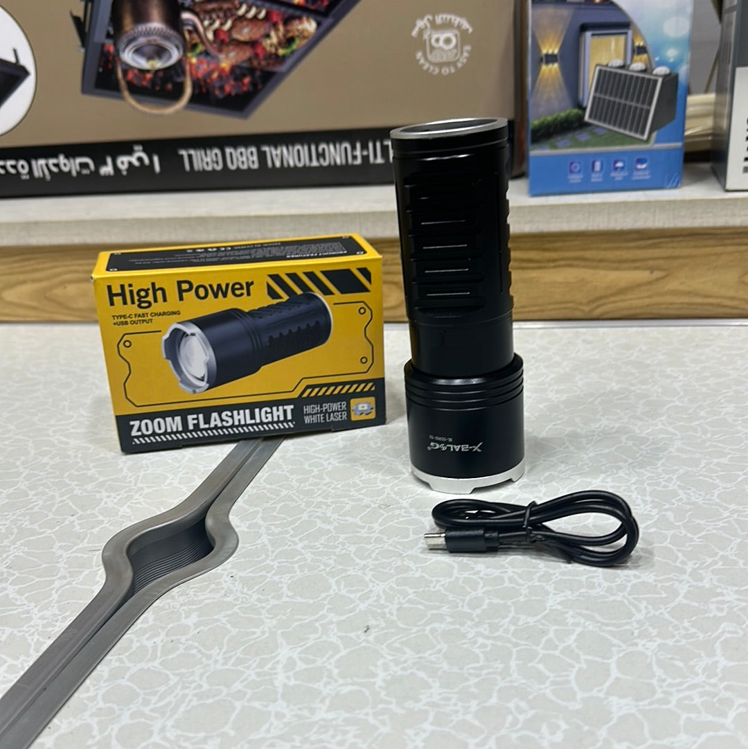 High Power Zoom Tactical White Laser Flashlight