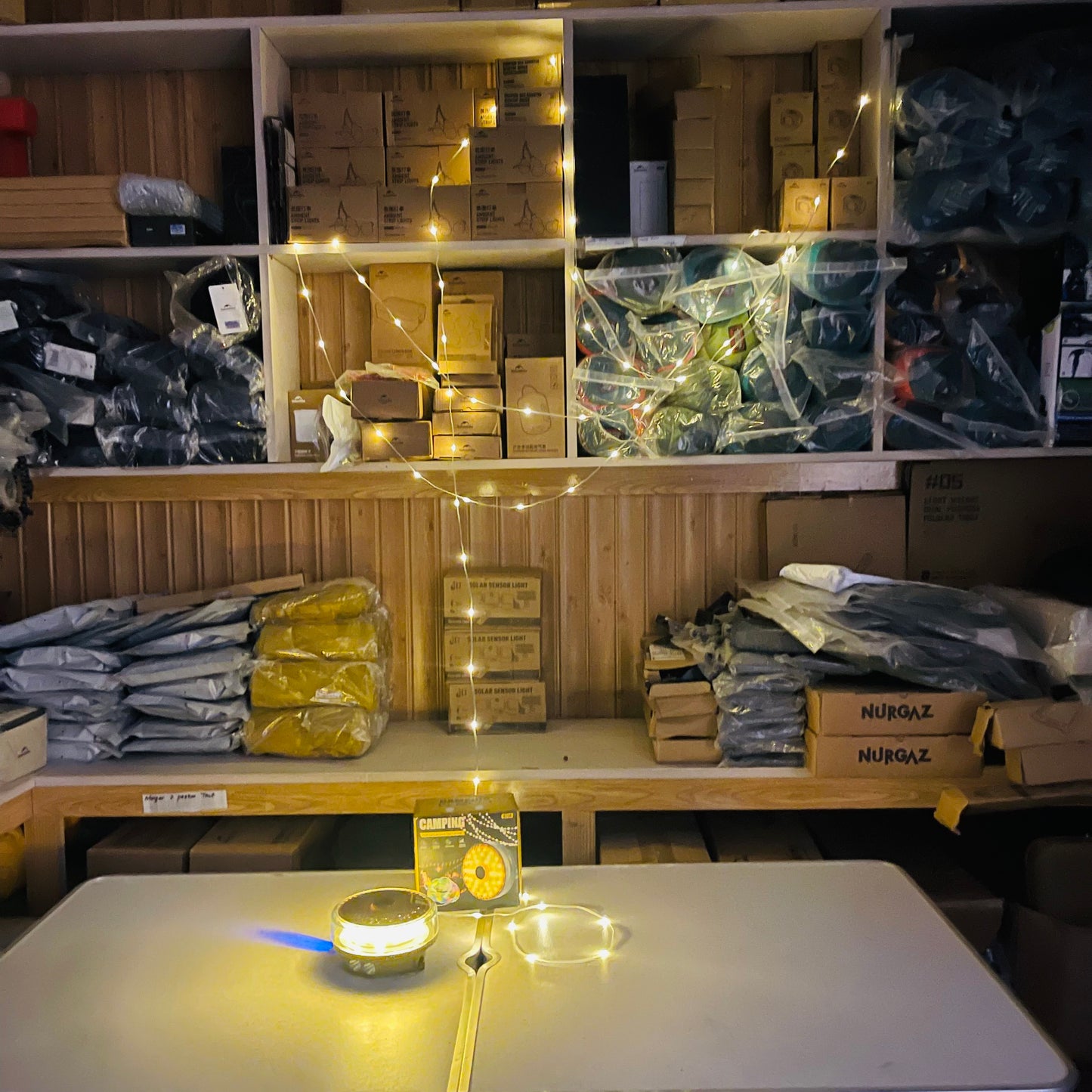 Solar Powered Dual Light Source Camping Light + 20M Atmosphere String Light