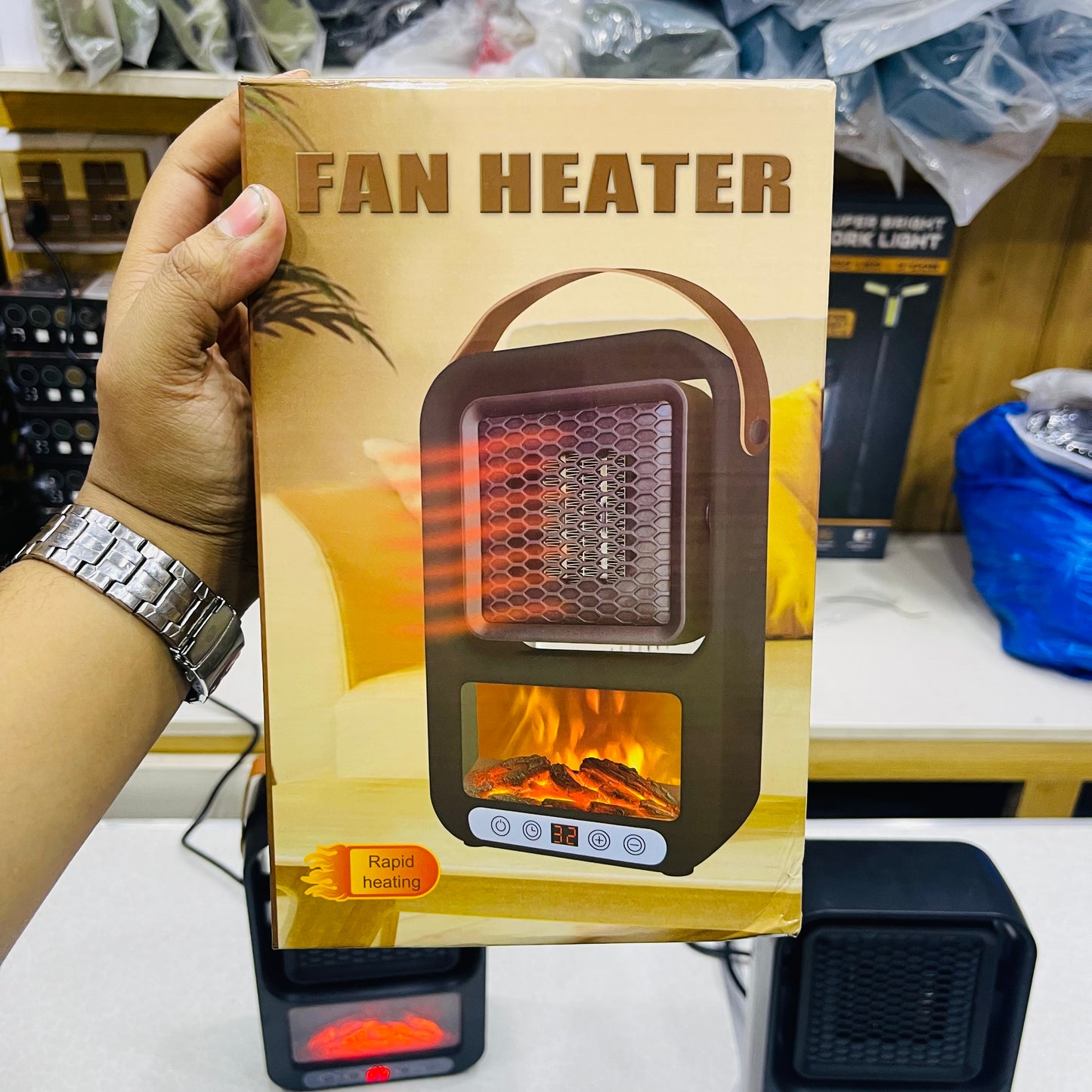 600W Ceramic Compact Electric Desktop Fan Heater 220V