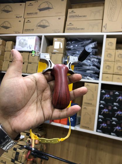 New Red Solid Wood Handle Slingshot With Laser Sight