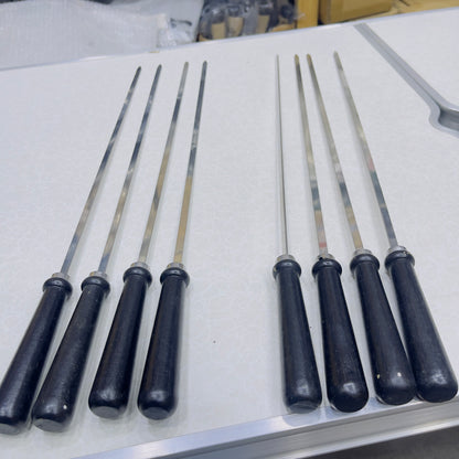 8Pcs Stainless Steel Reusable Anti Scalding BBQ Skewer With Wooden Handle