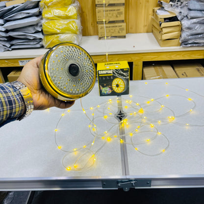 Solar Powered Dual Light Source Camping Light + 20M Atmosphere String Light