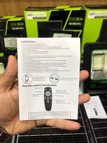 GDSuper 300W/500W/600W Solar Flood Light Remote Control