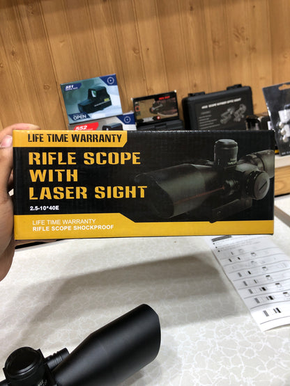 2.5-10x40 Double Illuminated Mil-dot + Red Laser Scope For Hunting