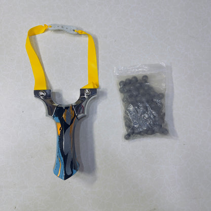 New Hunting Poly Wood Handle Stainless Slingshot With 100 Mud Balls