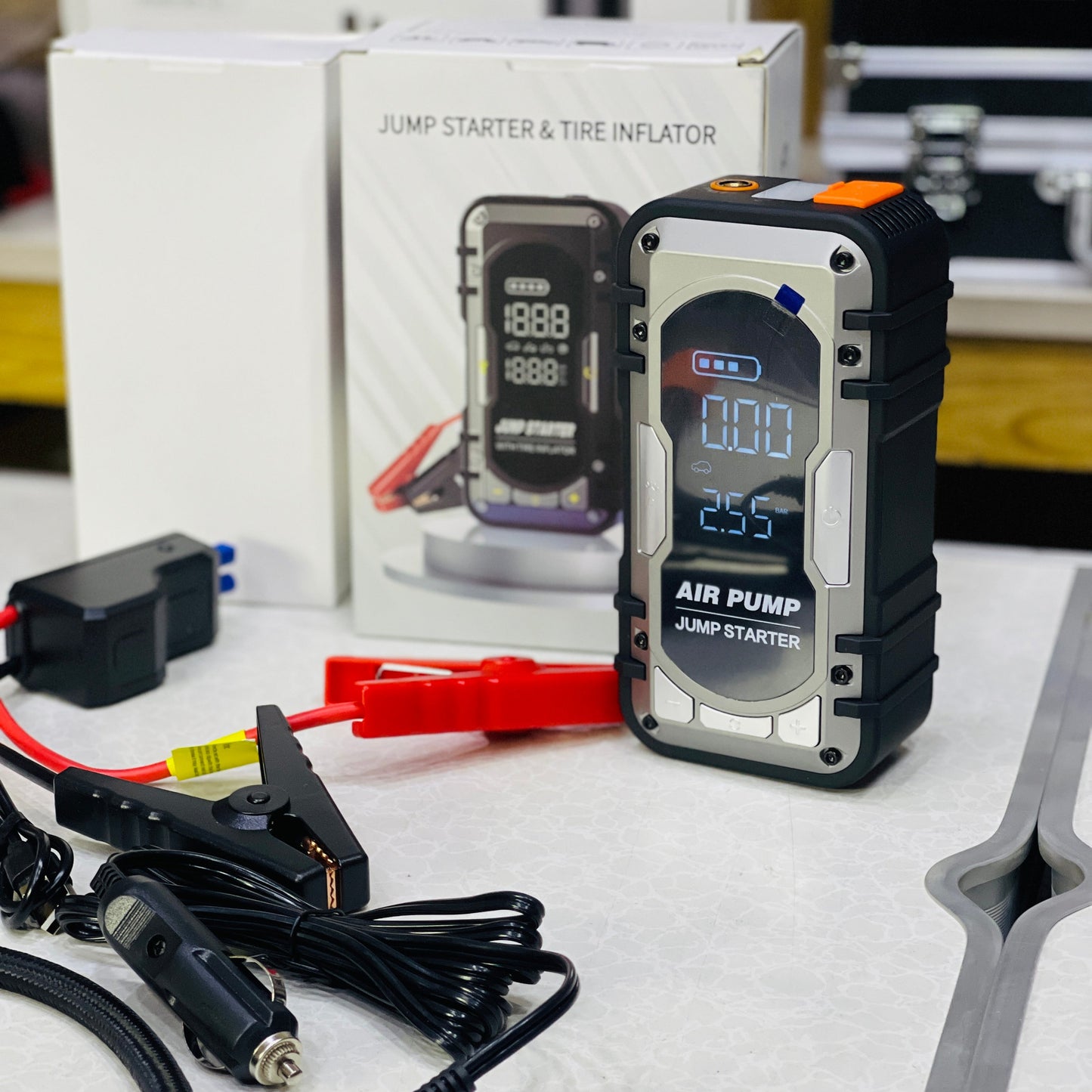 Smart Electric Jump Starter + Air Pump & Power Bank