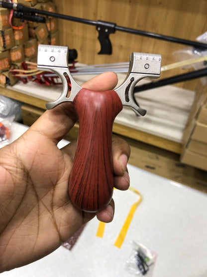 New Red Solid Wood Handle Slingshot With Laser Sight