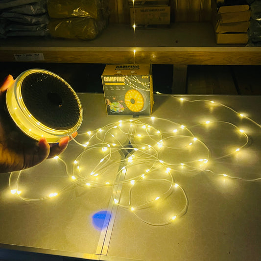 Solar Powered Dual Light Source Camping Light + 20M Atmosphere String Light
