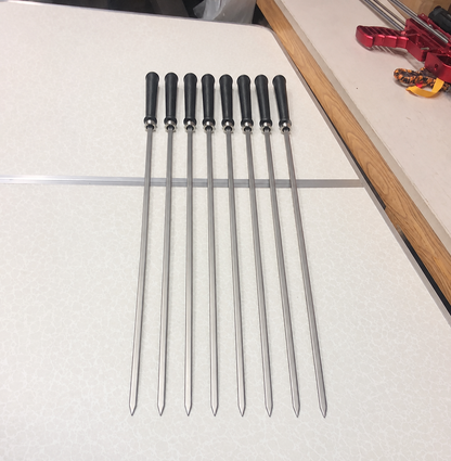 8Pcs Stainless Steel Reusable Anti Scalding BBQ Skewer With Wooden Handle