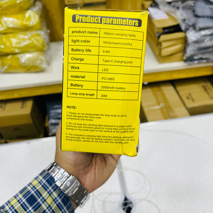 Solar Powered Dual Light Source Camping Light + 20M Atmosphere String Light