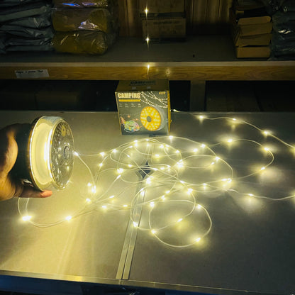 Solar Powered Dual Light Source Camping Light + 20M Atmosphere String Light