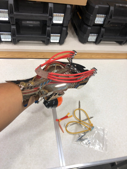 Metal Bow Head Catapult Slingshot with Fishing Reels for Outdoor Hunting