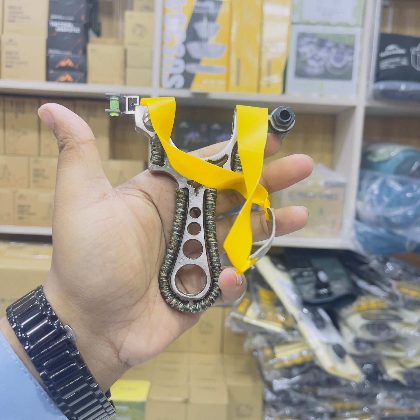 Outdoor Professional Camo Paracord Stainless Steel Slingshot