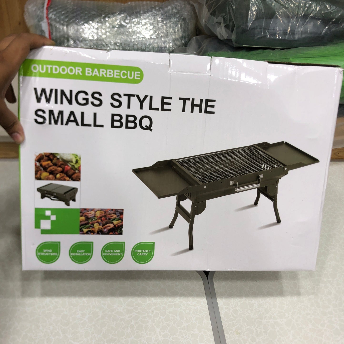 Portable Wing Style Tabletop BBQ Charcoal Grill