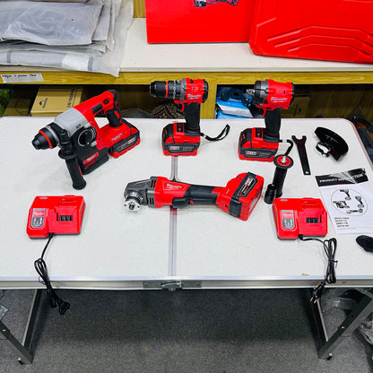 4pcs MILWAUKEE Premium Cordless & Brushless Power Tool Kit